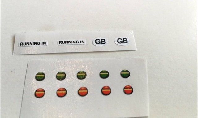Corgi/Dinky Tax Discs GB & Running In paper stickers pre-cut
