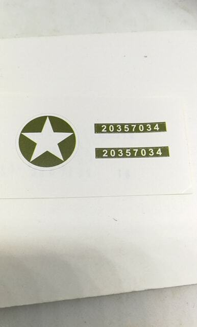 Dinky 615 U S Army Jeep replacement decals only (f)