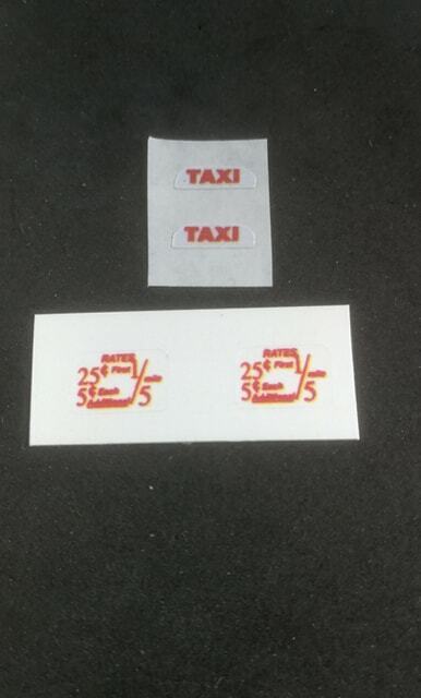 Corgi 221/480 Chevrolet Impala Taxi door and roof decals/stickers