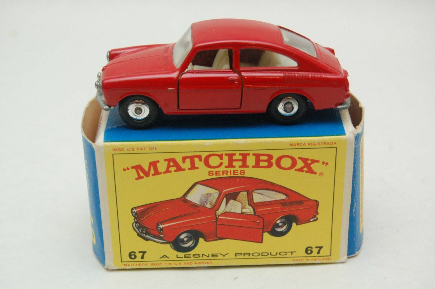 Lesney Matchbox 67 B/c Volkswagen 1600TL reproduction window unit