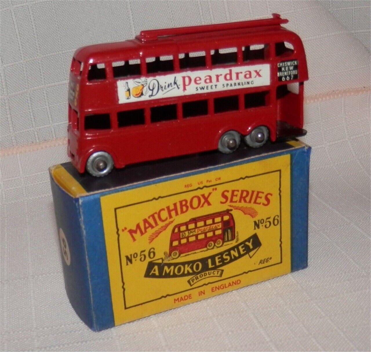 Lesney Matchbox 56A London Trolley Bus Reprroduction white metal Booms