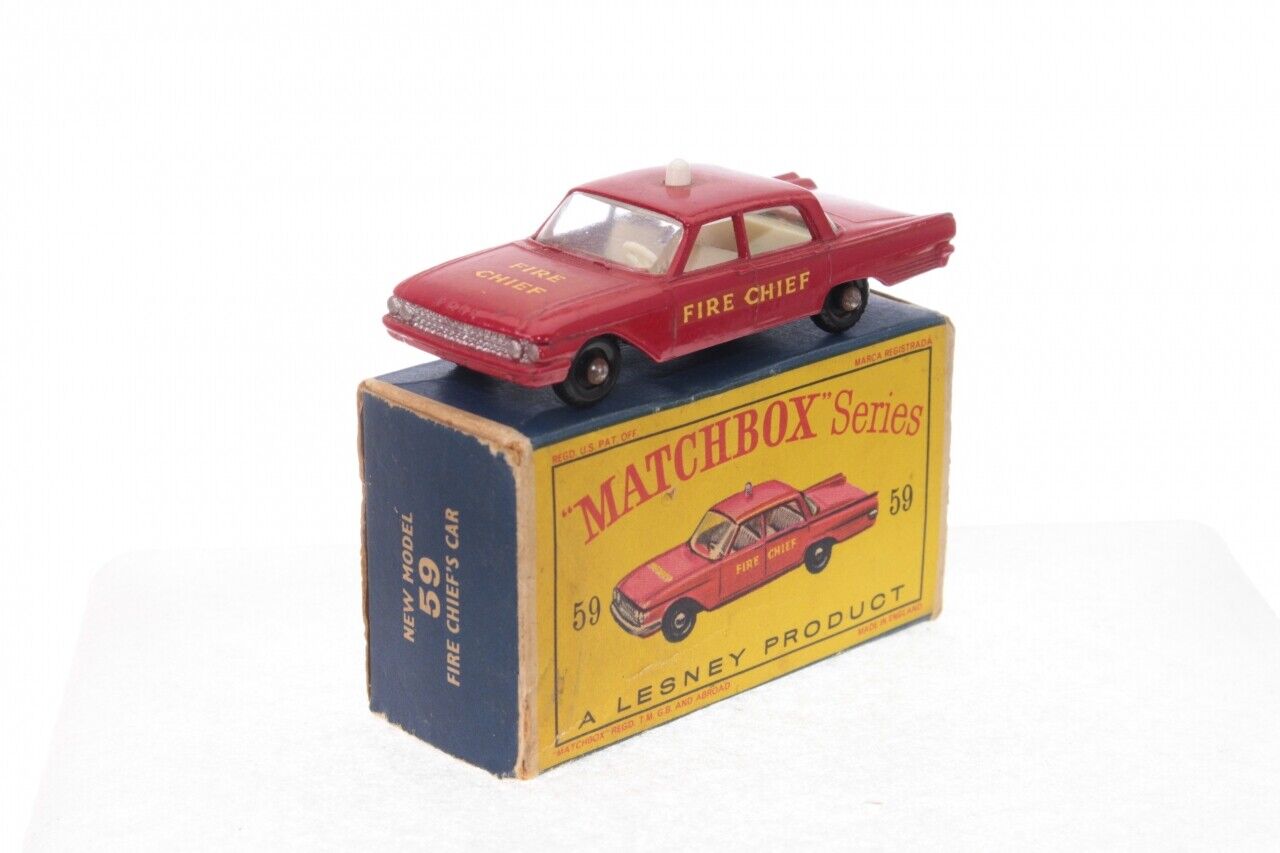 Lesney Matchbox 59 C/D Ford Galaxie Fire Chief Car reproduction window unit