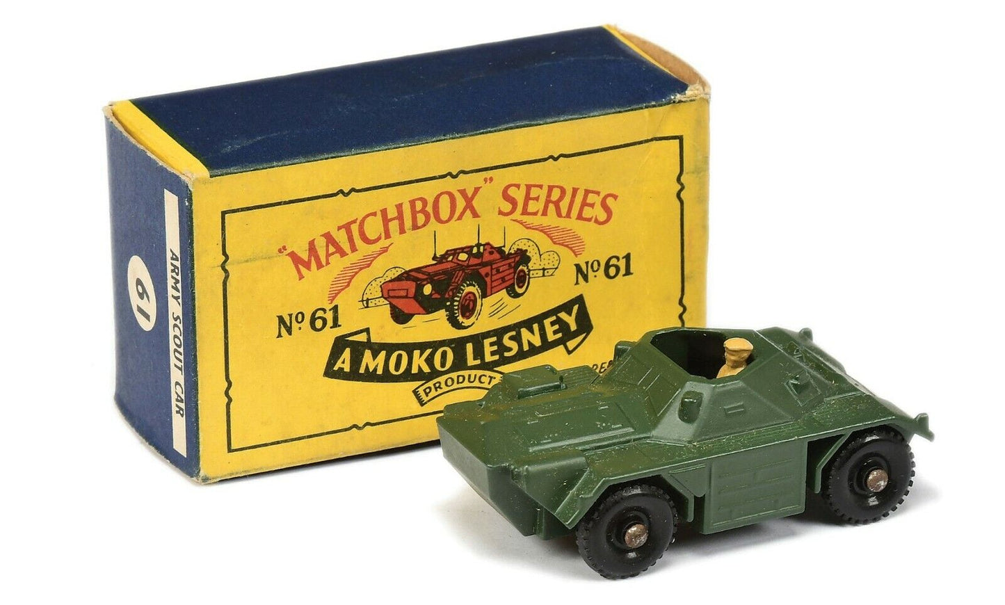 Matchbox 61 A Ferret Scout Car reproduction white metal driver