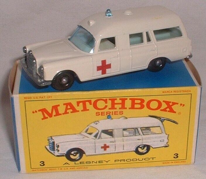 Matchbox 3 c/d Mercedes A mbulance replacement transparent blue window unit