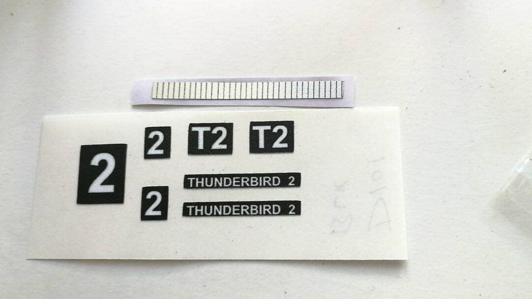 Dinky 101 Thunderbird 2 Sticker set and silver rear fin grill (Black Version)