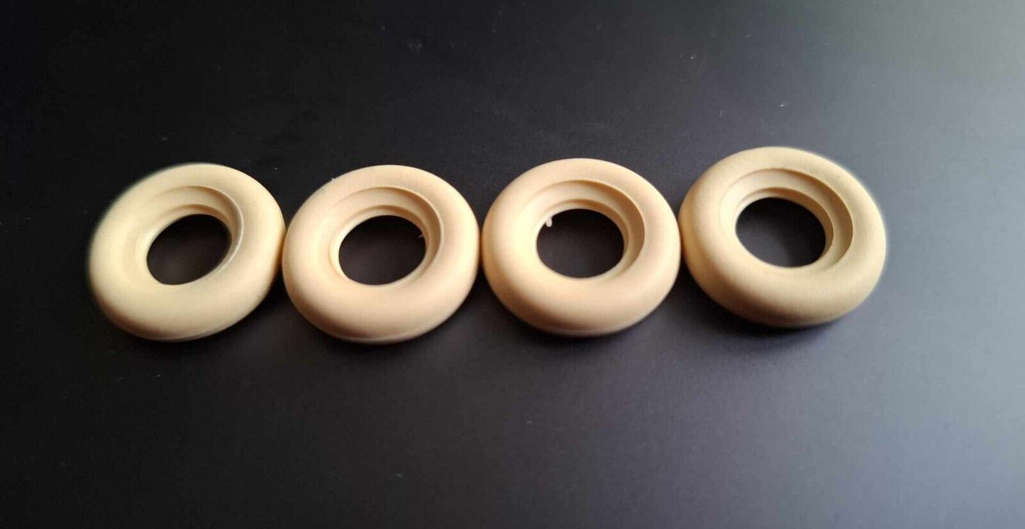 Dinky 17mm Smooth Dark Cream replacement tyres x4 pre war/ french dinky DD33