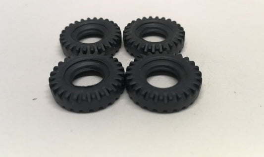 Dinky 18mm ReplacementTreaded tyres for guy warrior,688,670 etc  x4 DD36