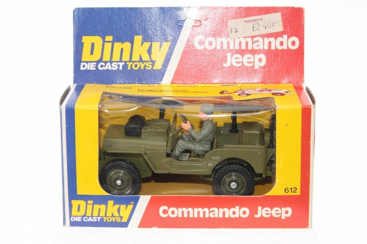 Dinky 612 / 615 US Army Jeep Reproduction bed gun wheel steering wheel aerial