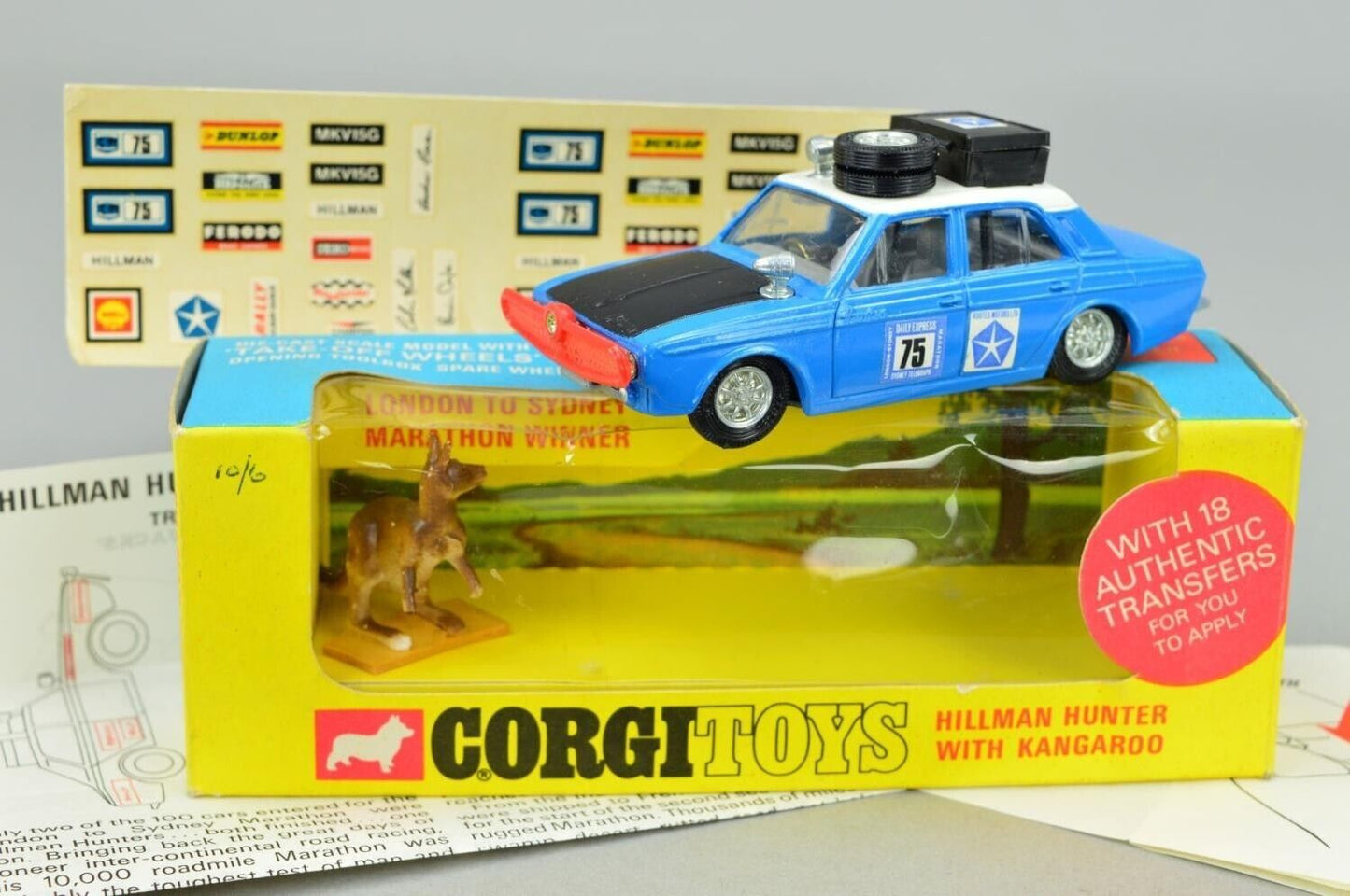 Corgi 302 Hillman Hunter front Roo Bar + Headlight jewel.