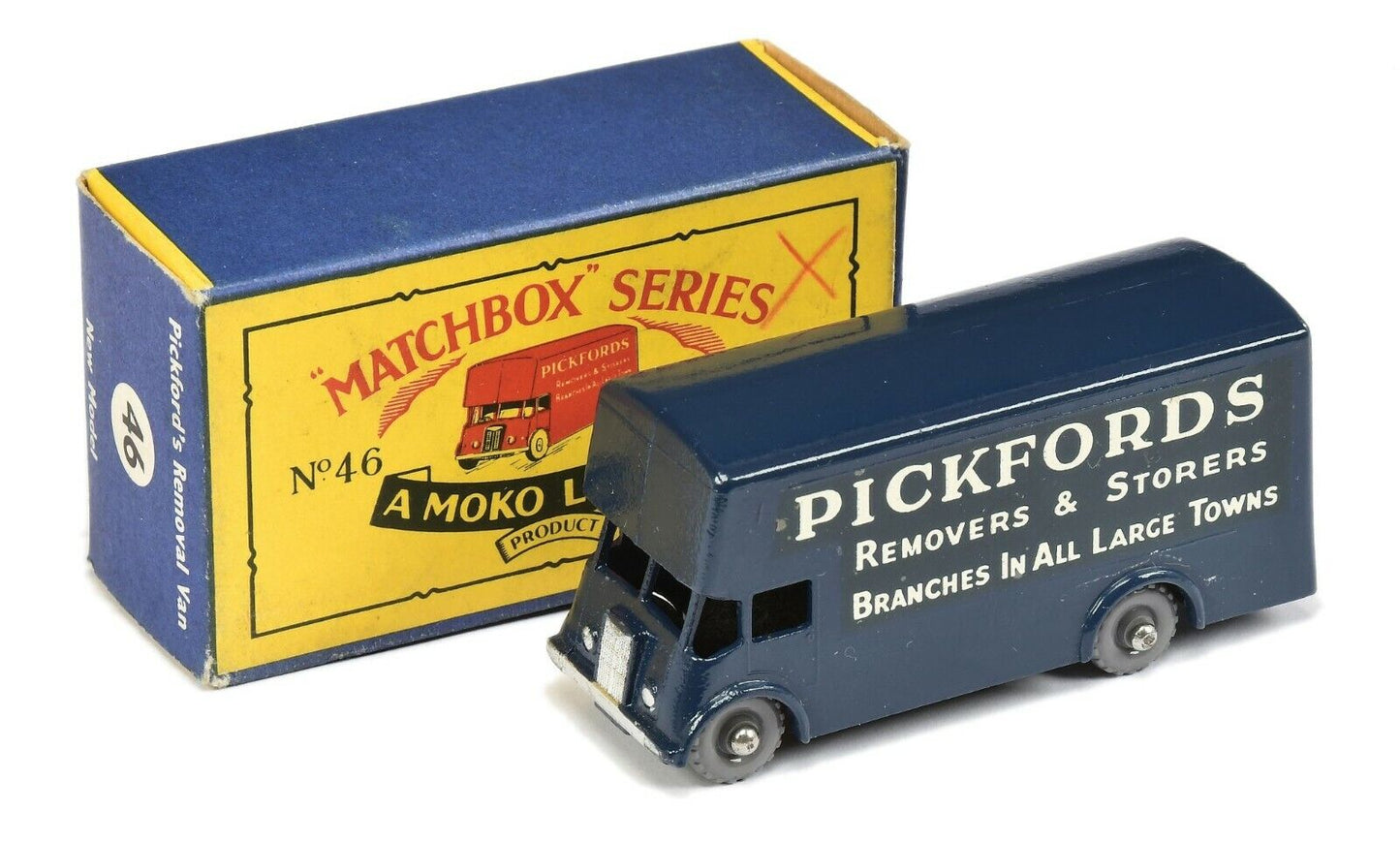 Matchbox 46B Pickfords Removal Van reproduction sliding white rear shutter