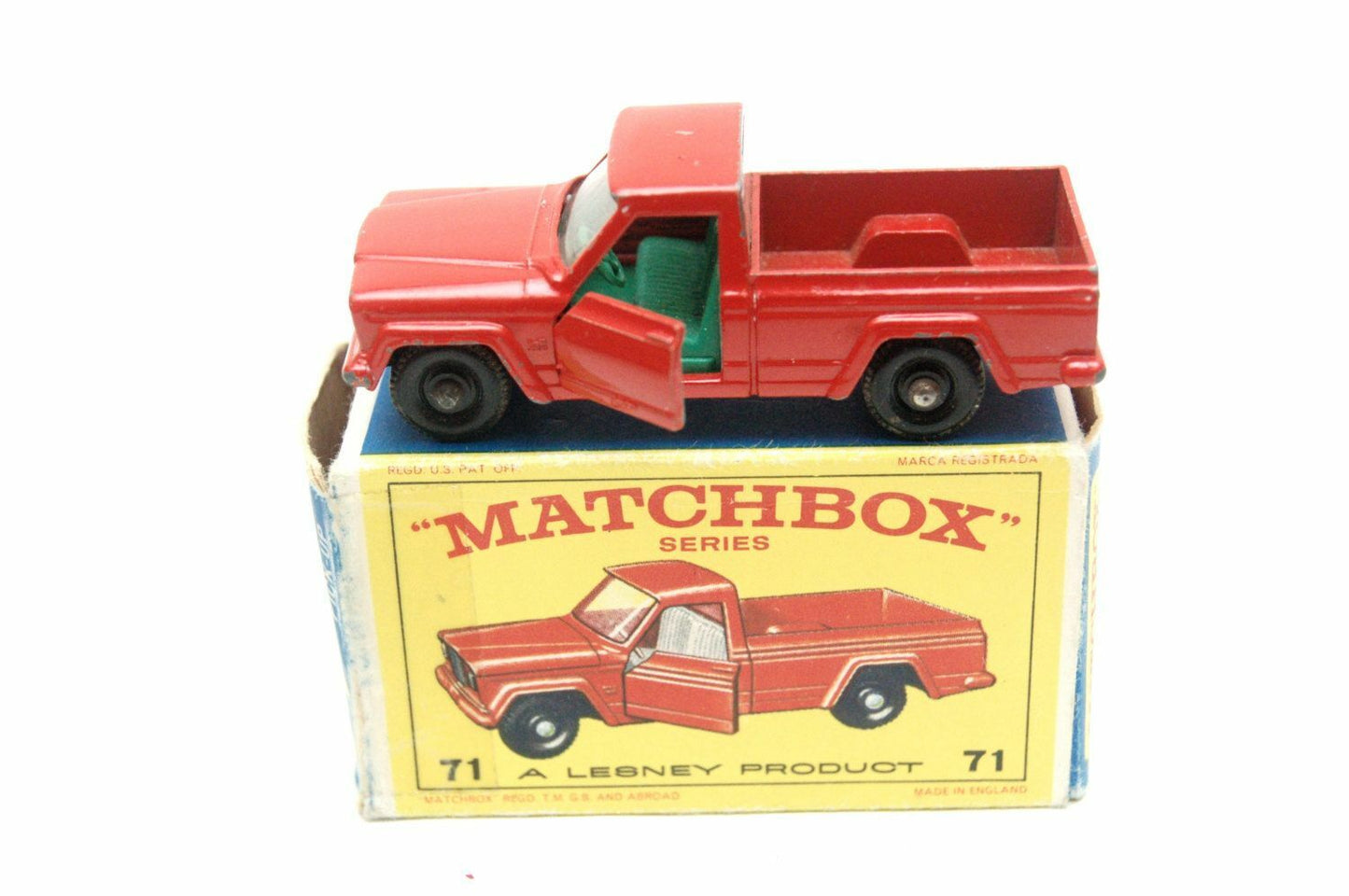 Lesney Matchbox 71 B Jeep Gladiator Pick-up reproduction window unit