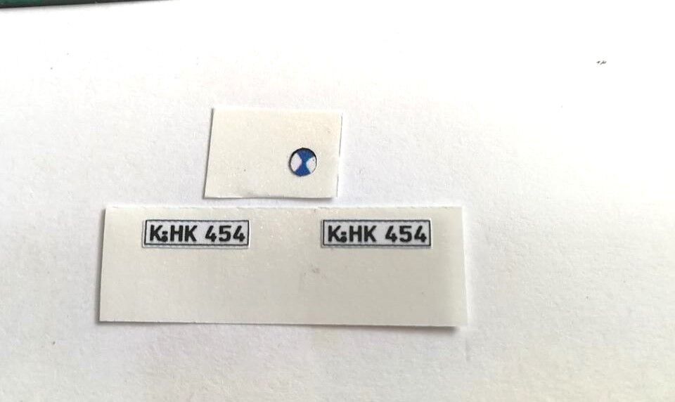 Dinky 157 BMW Tilux number plate and bonnet badge paper stickers only pre-cut