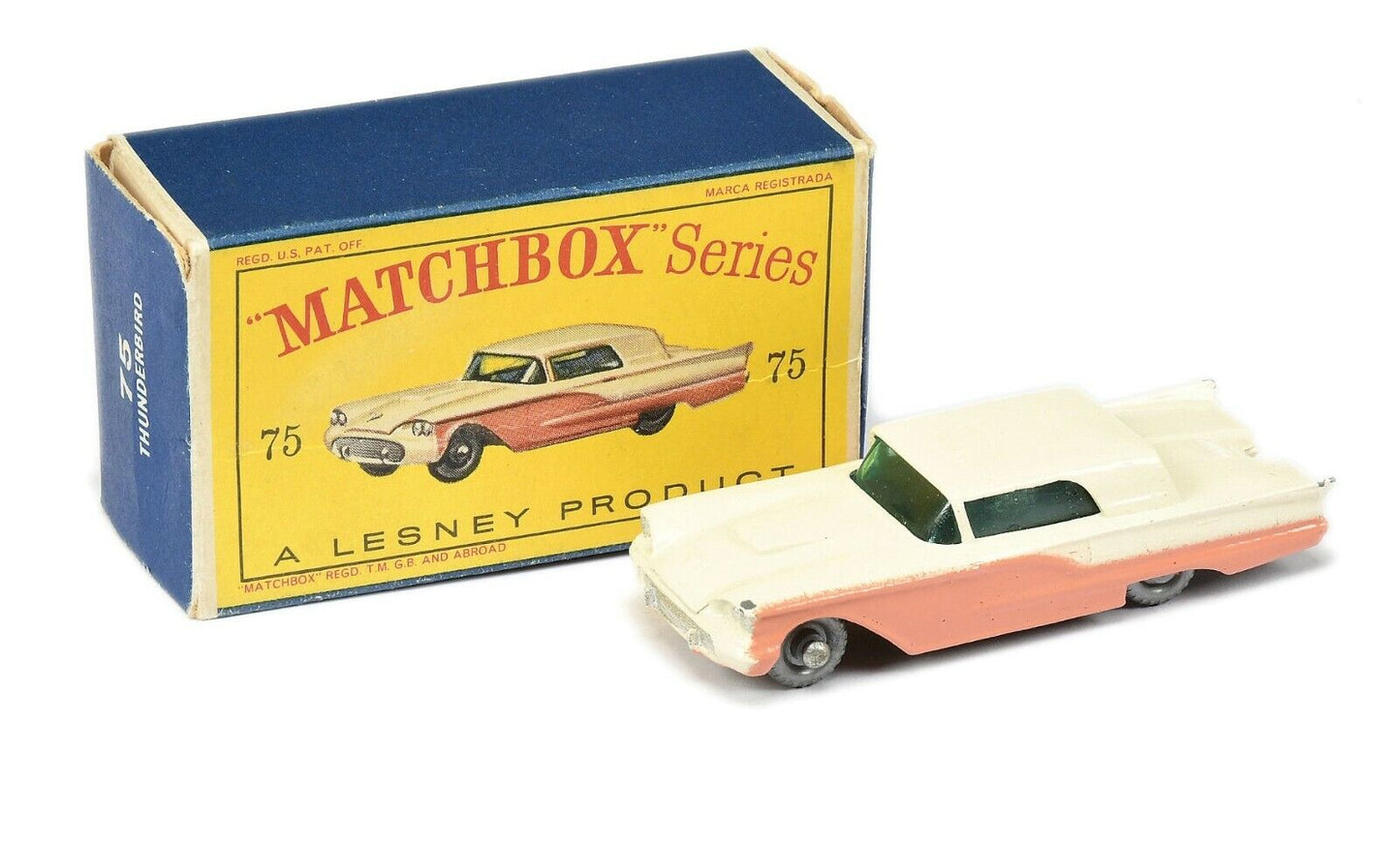 Lesney Matchbox 75 A Ford Thunderbird reproduction transparent blue window unit