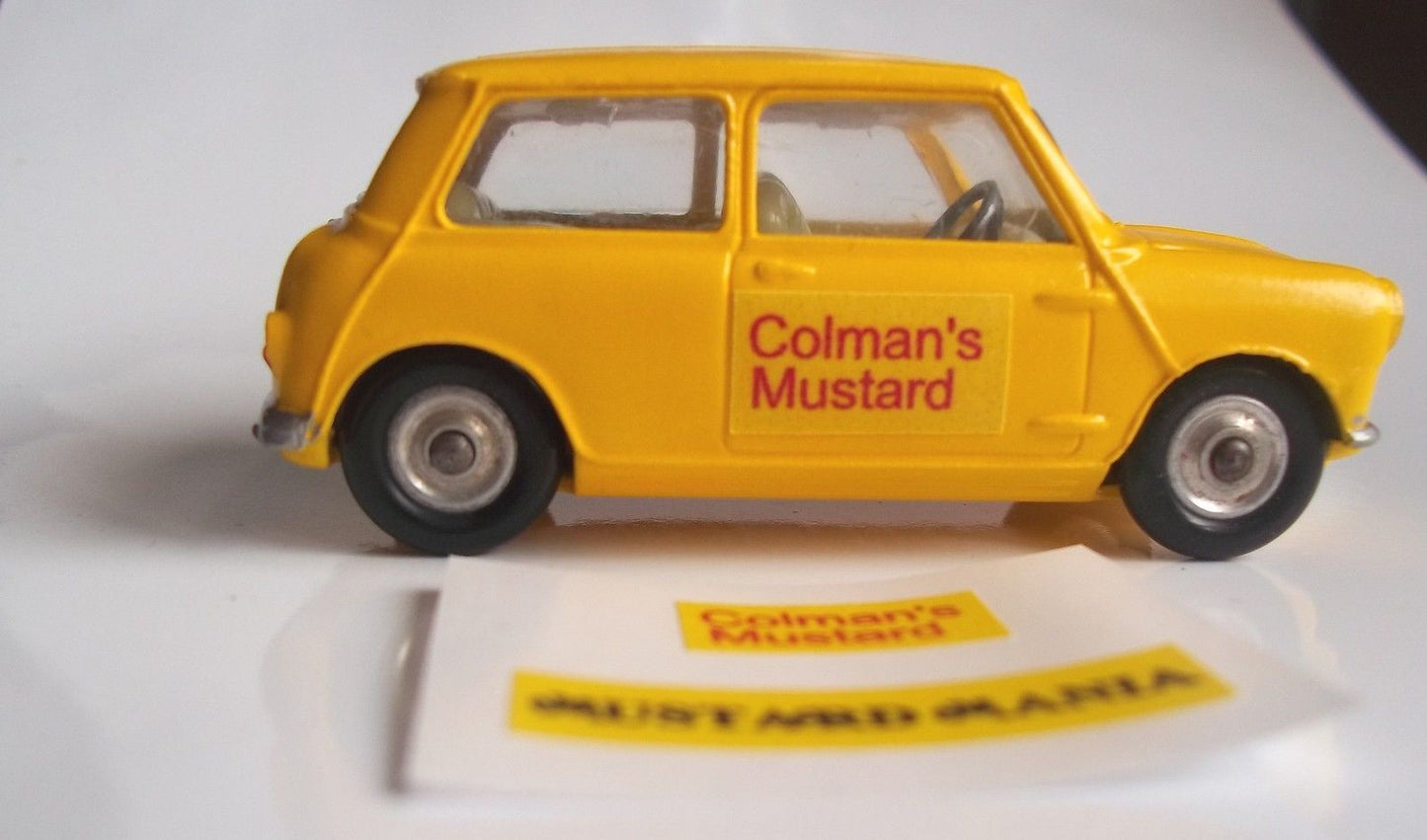 Corgi No.226 Morris Mini-Minor Rare Colmans Mustard Promotion stickers.