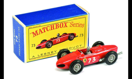 Lesney Matchbox 73 B Ferrari F1 Racer white metal/plastic driver wheel exhaust